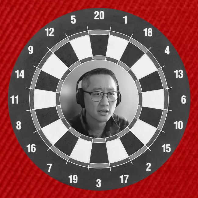 Producer Jay on Dartboard with Fusco Show back