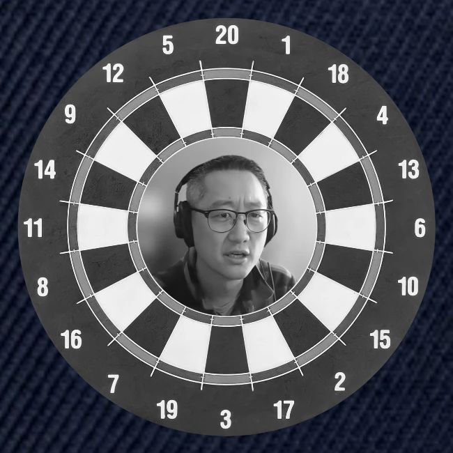 Producer Jay on Dartboard with Fusco Show back