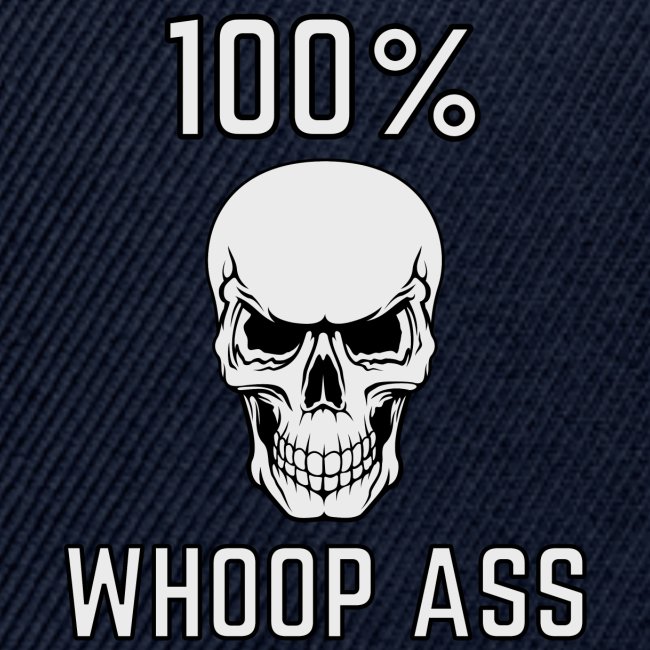 100% Whoop Ass - Skull Smiling (silver grey)