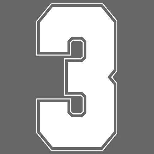 White Number 3 – Varsity Font - Men's Premium T-Shirt
