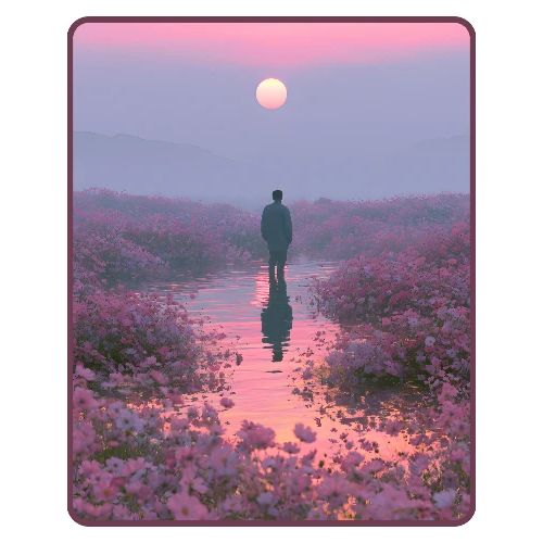 Ethereal Sunset Flower Field Art - Men's Premium T-Shirt