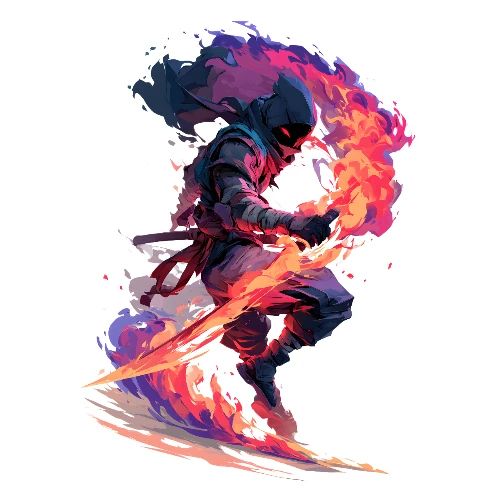 Flaming Ninja Warrior Fantasy Design - Men's Premium T-Shirt
