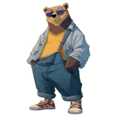 Fashion Streetwear Bear Cartoon Art - Men's Premium T-Shirt