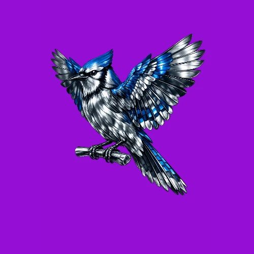 Silver Blue Jay Open Wing Perch
