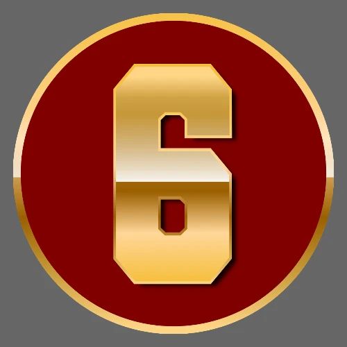 Number 6 in Gold Varsity Font - Men's Premium T-Shirt