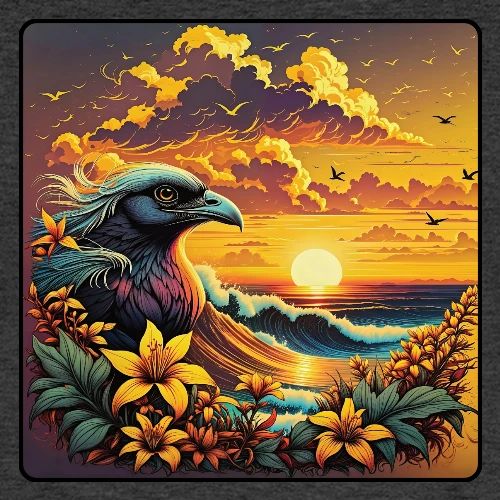 Sunset Wave Bird - Men's Premium T-Shirt