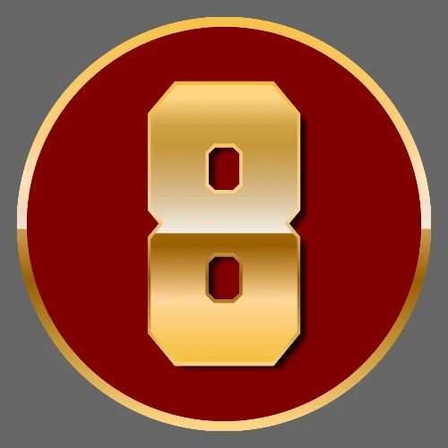 Number 8 in Gold Varsity Font - Men's Premium T-Shirt