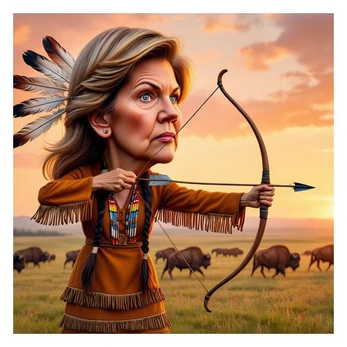 Elizabeth Warren hunting buffalo - Men's Premium T-Shirt