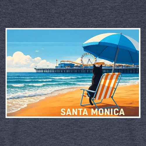 Santa Monica Beach Cat - Men's Premium T-Shirt