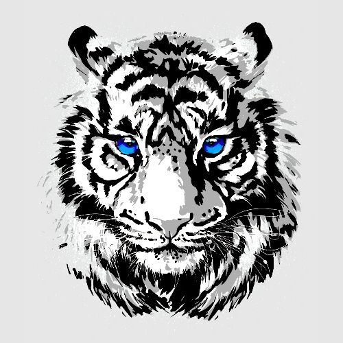 White Tiger Head Portrait - Wildlife Big Cats - Men's Premium T-Shirt