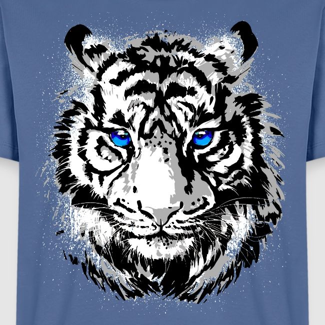 White Tiger Head Portrait - Wildlife Big Cats