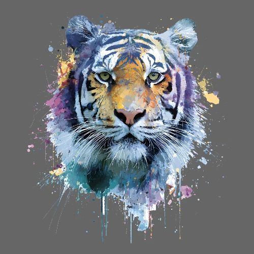 Splash-Art Tiger Face - Men's Premium T-Shirt