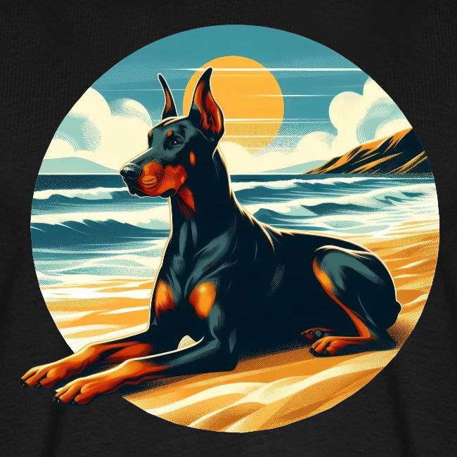 Doberman On The Beach
