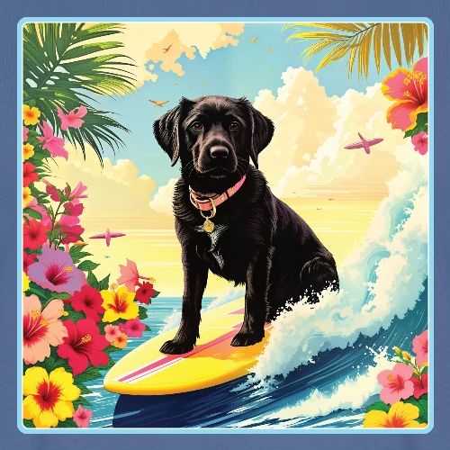 Black Labrador Retriever Surfing