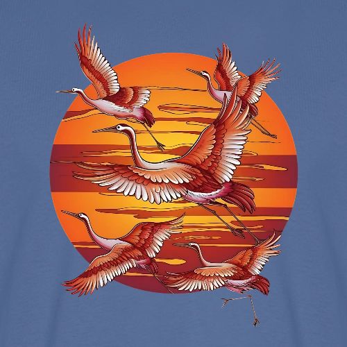Japanese Cranes Migrating: Travel & Journey - Men's Premium T-Shirt