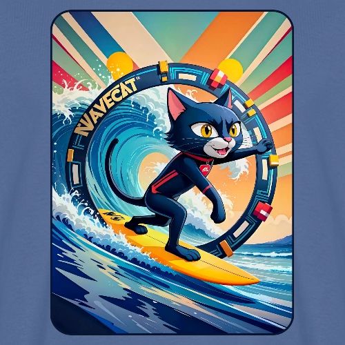 Wavecat Surfing A Rainbow Sunrise - Men's Premium T-Shirt