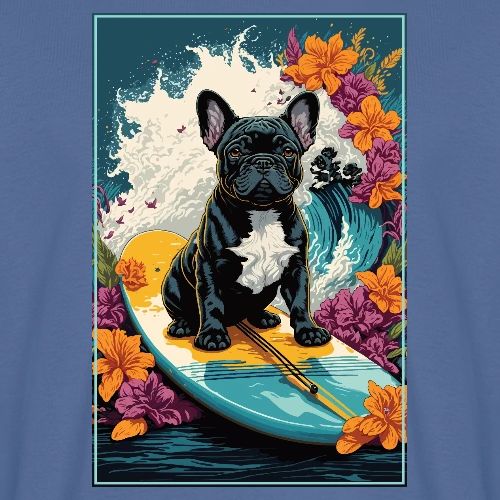 French Bulldog Surfing A Flower Wave - Men's Premium T-Shirt