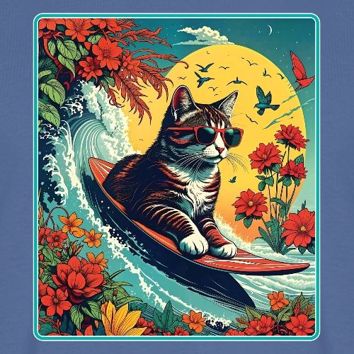 Kitten Surfing In Flowers