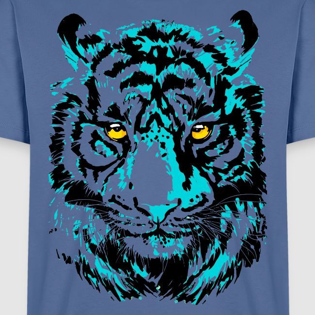 Artistic Tiger Head Portrait Drawing - Turquoise