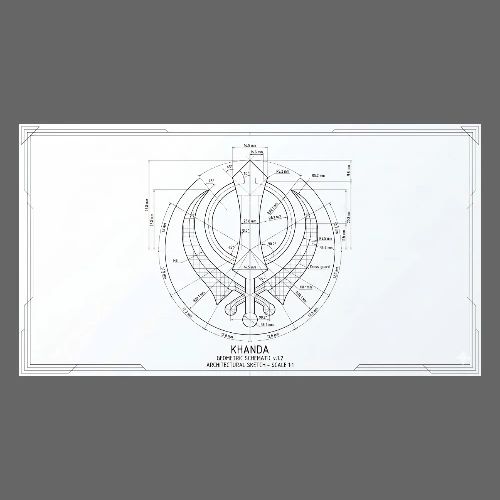 Khanda architectural Drawing - Men's Premium T-Shirt