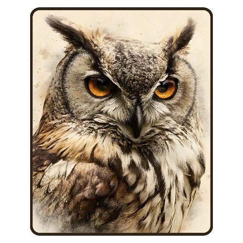 Great Horned Owl Watercolor Design - Men's Premium T-Shirt