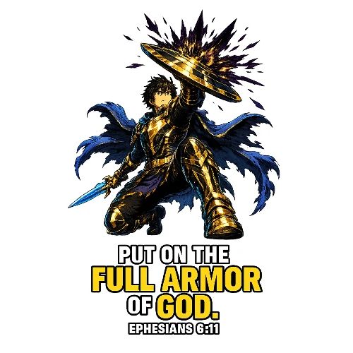 Full Armor of God Anime Warrior | Ephesians 6:11 C - Men's Premium T-Shirt