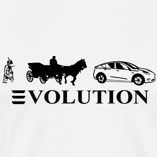 Model Y evolution caveman, horse cap, Tesla Y - Men's Premium T-Shirt