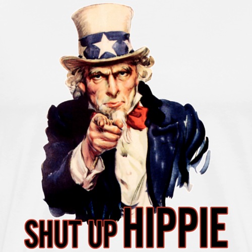 SHUT UP HIPPIE WHITE OUTL - Men's Premium T-Shirt