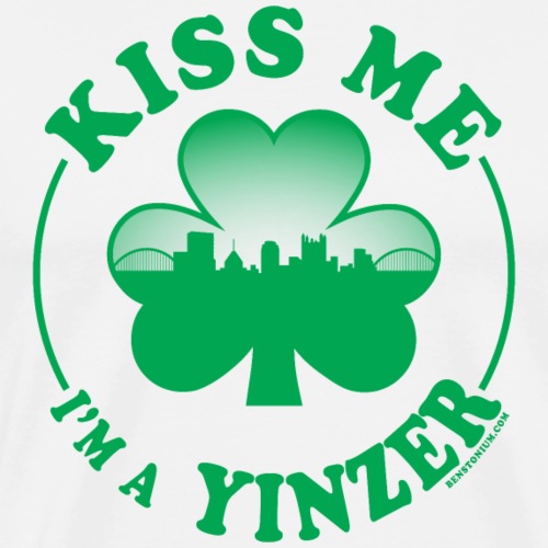 Kiss Me I'm a Yinzer (Green on White) - Men's Premium T-Shirt