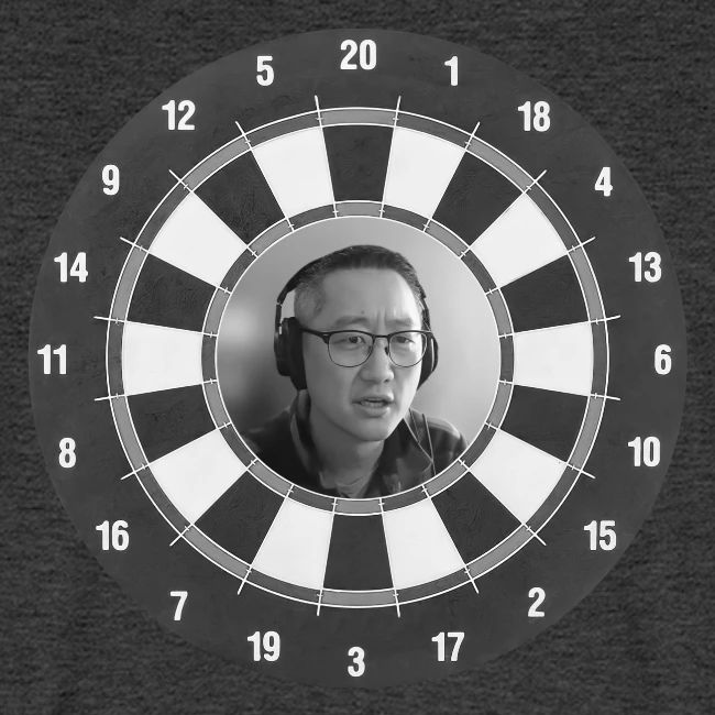 Producer Jay on Dartboard with Fusco Show back