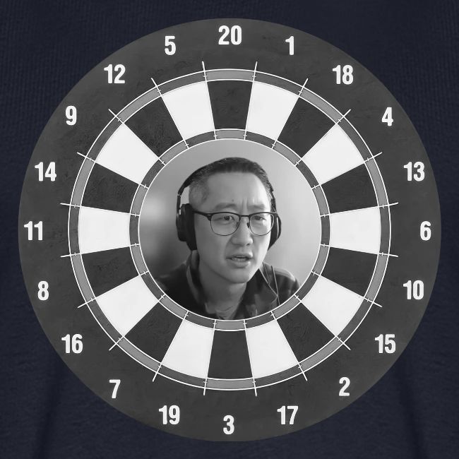 Producer Jay on Dartboard with Fusco Show back