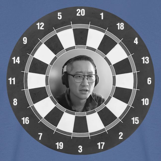 Producer Jay on Dartboard with Fusco Show back