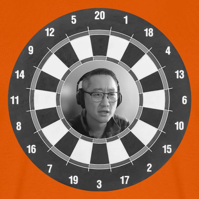 Producer Jay on Dartboard with Fusco Show back