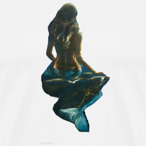 Midnight Mermaid on a rock - Men's Premium T-Shirt