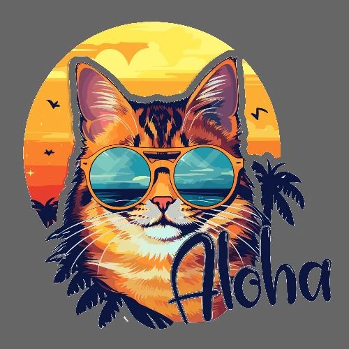 Funny Cat in Hawaiian Aloha Sunglasses