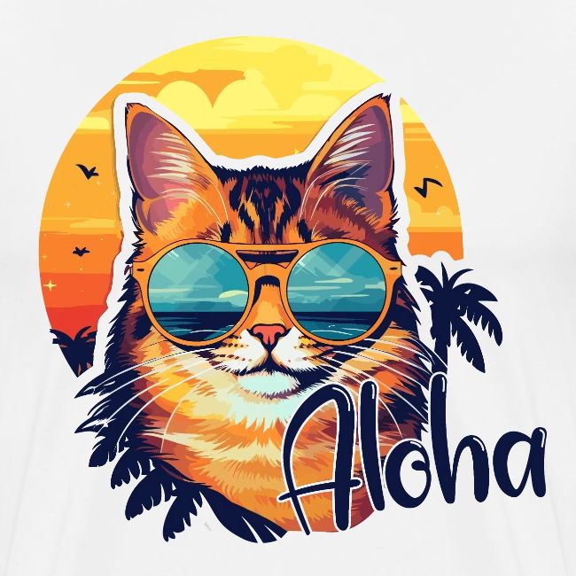 Funny Cat in Hawaiian Aloha Sunglasses