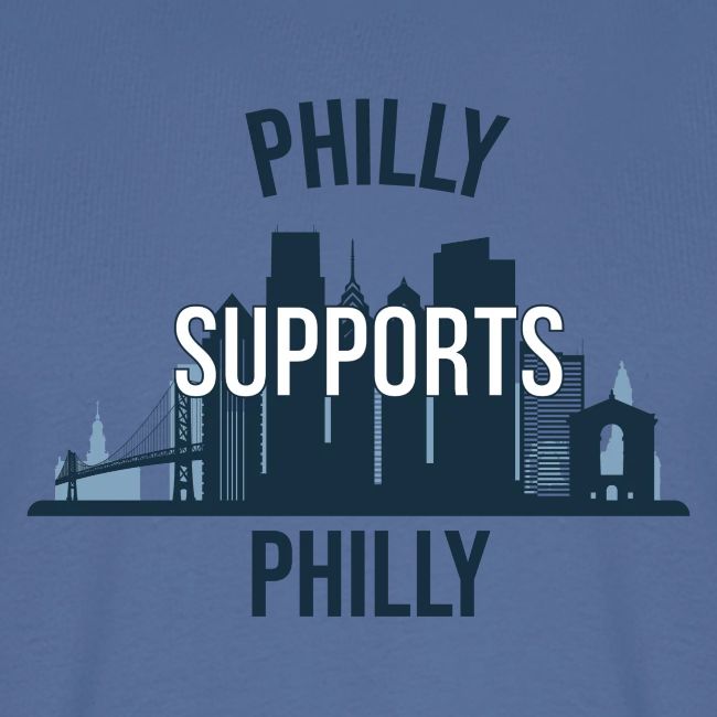Philly Supports Philly skyline blue transparentbg