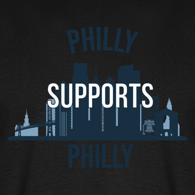 Philly Supports Philly skyline blue transparentbg