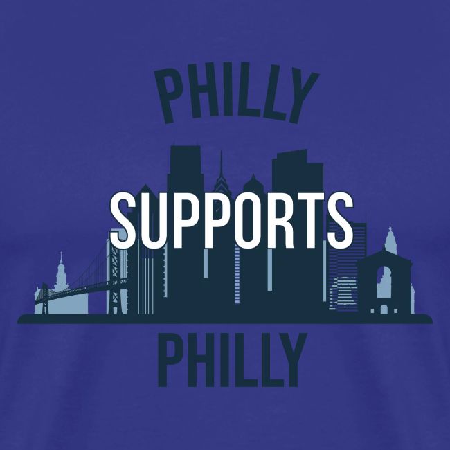 Philly Supports Philly skyline blue transparentbg