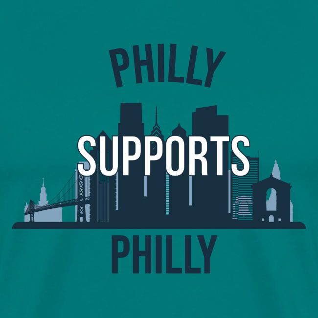 Philly Supports Philly skyline blue transparentbg