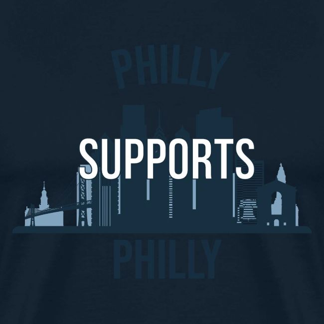 Philly Supports Philly skyline blue transparentbg