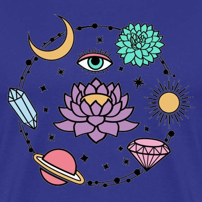 Healing Crystal, Moon, Flower, Sun