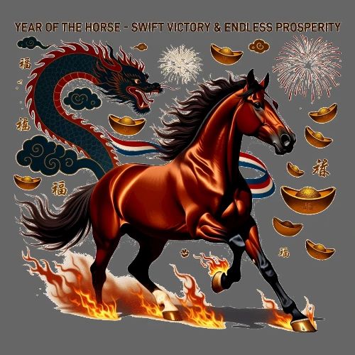 Year of the Horse Victory T Shirt, Lunar New Year - Men's Premium T-Shirt