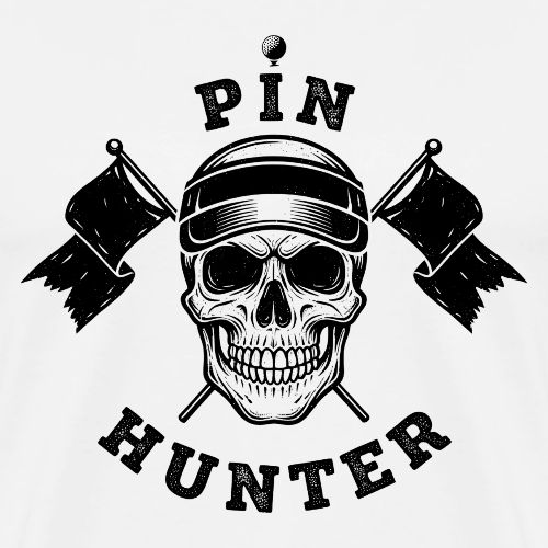 PIN HUNTER - Pro Golf Gift Tee - Skull & Flag - Men's Premium T-Shirt