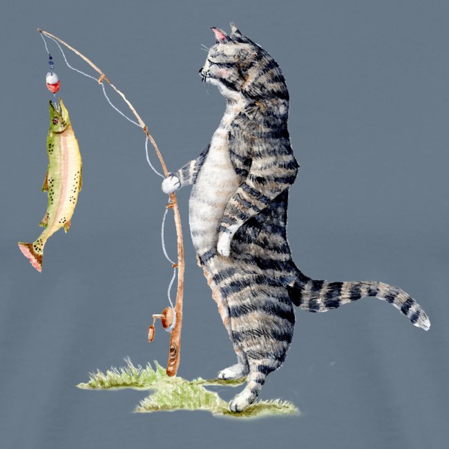 Cat with Fish by Goosi