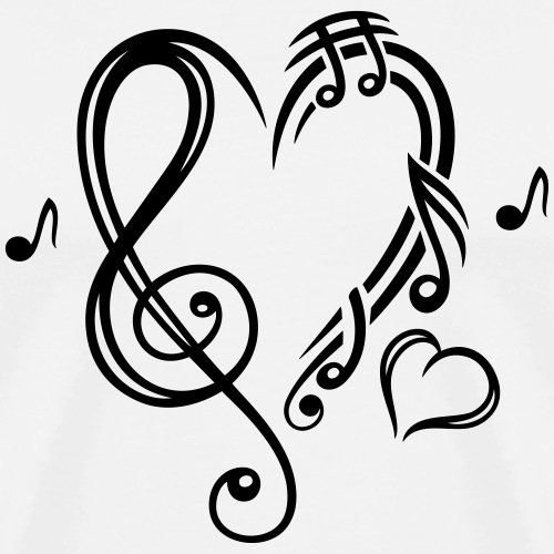 Music Clef Heart Love Music Notes - Men's Premium T-Shirt
