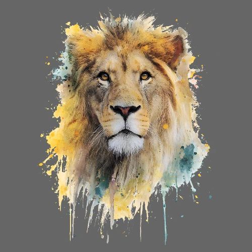 Watercolor Lion Portrait - Men's Premium T-Shirt