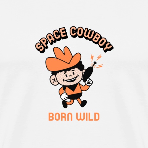 retro cowboy with a space gun - Men's Premium T-Shirt