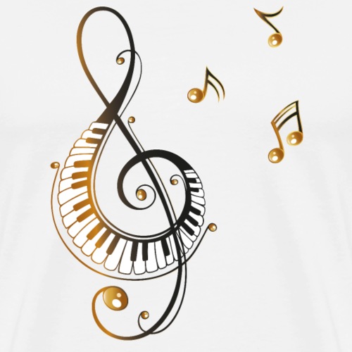 Music Clef with Piano Music Notes - Men's Premium T-Shirt