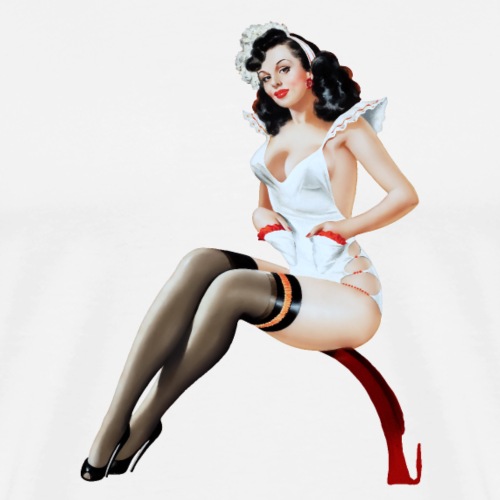 The Maid Pinup Girl Illustration by Peter Driben - Men's Premium T-Shirt
